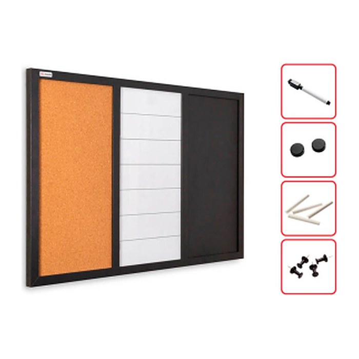 ALLboards Whiteboard-Pinnwand 3-in-1 Kombitafel 60,0 x 40,0 cm Textil schwarz