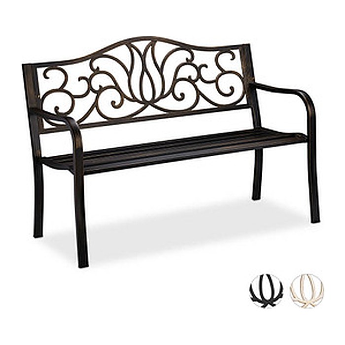 relaxdays Gartenbank 10030988_1254 schwarz/bronze Metall 127,5 cm