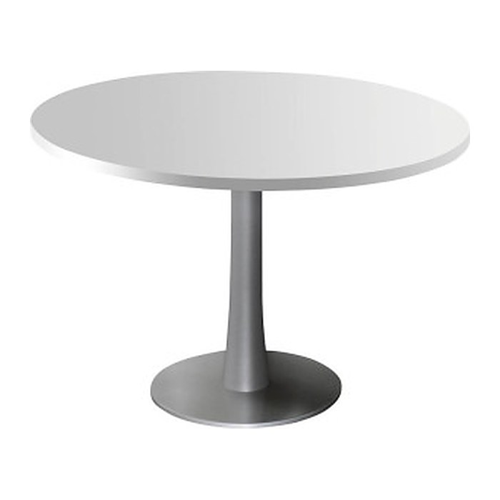 Quadrifoglio Konferenztisch lichtgrau rund, Säulenfuß silber, 120,0 x 120,0 x 74,0 cm