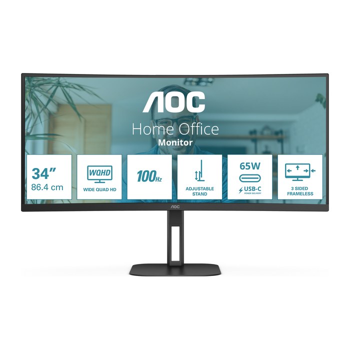 AOC 86,0cm (34") CU34V5C/BK 21:09 HDMI+DP+USB-C Curved retail