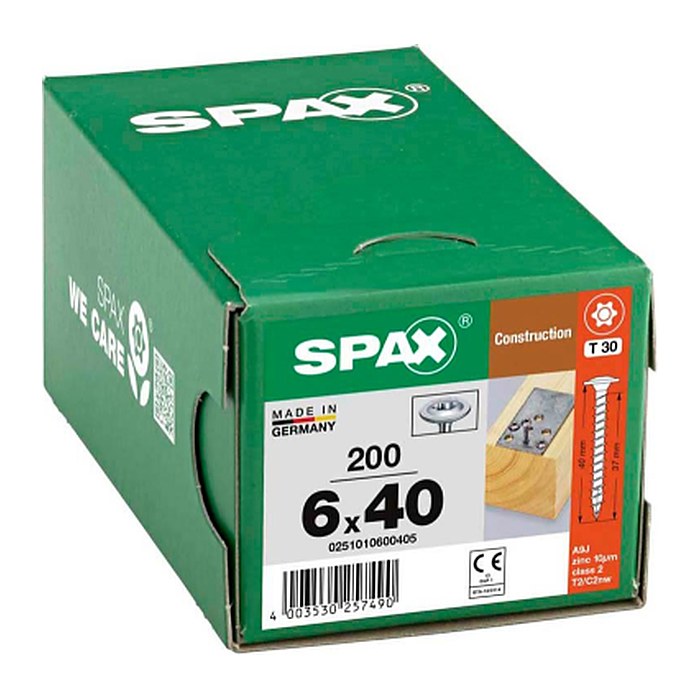 SPAX® Holzbauschrauben T30 Tellerkopf WIROX 0251010600405 6 mm x 40 mm, 200 St.