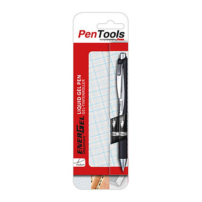 Pentel ENERGEL BLP77 Gelschreiber schwarz/silber 0,35 mm, Schreibfarbe: schwarz, 2 St.