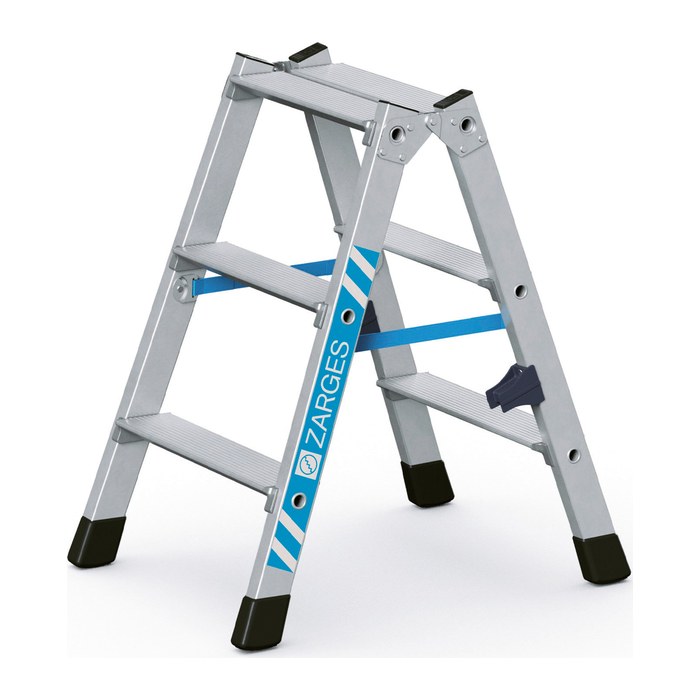 ZARGES Stehleiter beidseitig Nova B silber 2x 3 Stufen, H: 68,0 cm