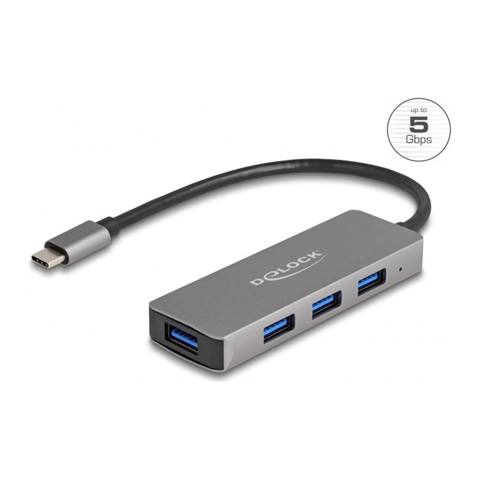 DELOCK 4 Port USB 5 Gbps Hubmit USB Type-C Anschluss