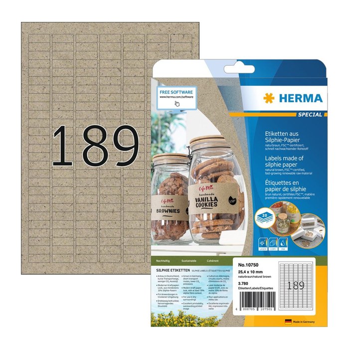 HERMA Etiketten braun 25,4 x 10,0 mm, 20 Blatt