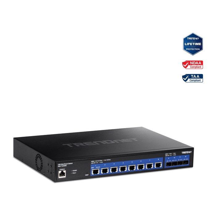 TRENDnet Switch 12-Port 10G Web Smart 4x10G SFP+ 19"