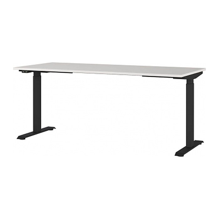 GERMANIA JET höhenverstellbarer Schreibtisch lichtgrau rechteckig, T-Fuß-Gestell schwarz 180,0 x 80,0 cm