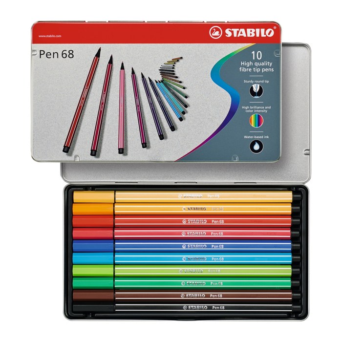 STABILO Pen 68 Filzstifte farbsortiert, 10 St.