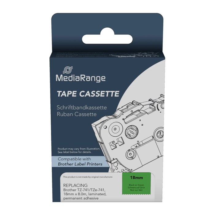 MediaRange Schriftbandka. Brother TZ-741/TZe-741 18mm, 8m GR