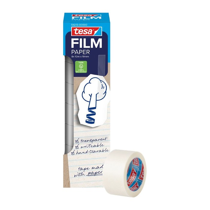 tesa PAPER Klebefilm transparent 19,0 mm x 33,0 m 8 St.