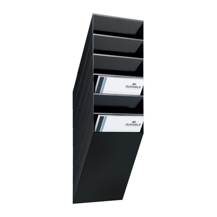 DURABLE Wandprospekthalter FLEXIBOXX schwarz DIN A4 hoch 6 Fächern 24,0 x 13,5 x 69,0 cm, 1 St.