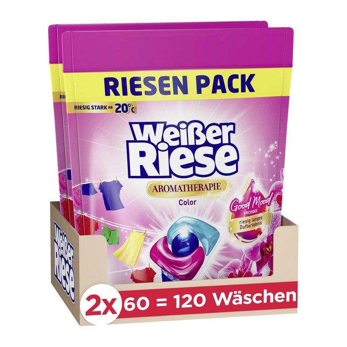 Weißer Riese AROMATHERAPIE Color Good Mood ORCHIDEE Waschmittel Caps, 2x 60 St.
