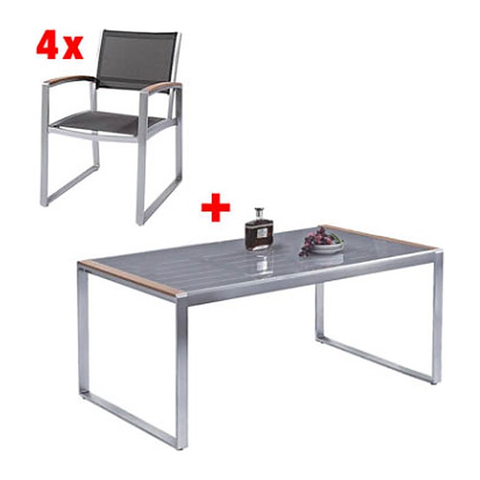 Garden Pleasure Sitzgruppe Ava, silber Kunststoff, Metall, 5-teilig