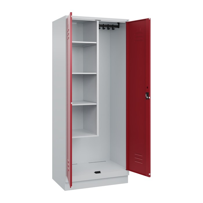CP Putzmittelschrank Classic PLUS 080120-02 S10001 lichtgrau, rubinrot 4 Fachböden 80,0 x 50,0 x 195,0 cm, aufgebaut, 1 St.