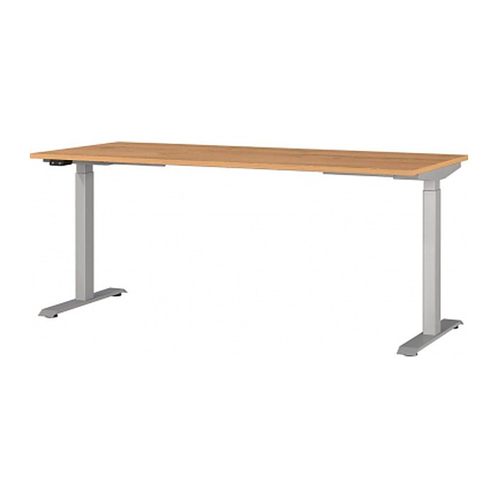 GERMANIA JET höhenverstellbarer Schreibtisch grandson-eiche rechteckig, T-Fuß-Gestell silber 180,0 x 80,0 cm