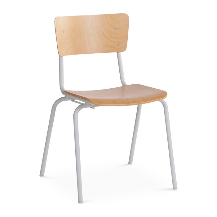 Holz-Stapelstuhl mit extra breiter Sitzfläche (390 mm) (Gestell RAL 7035)
