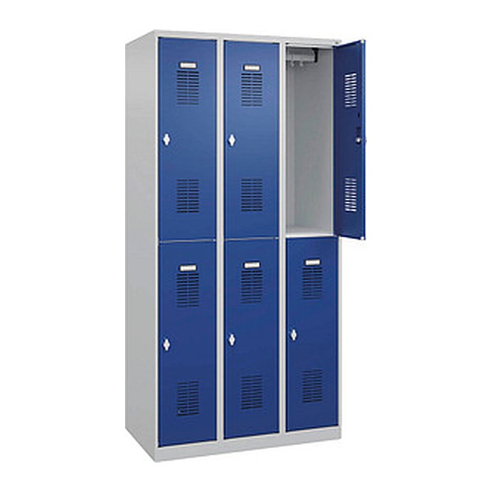 CP Spind Basic Plus enzianblau, lichtgrau 088355-30 S10000, 6 Schließfächer 90,0 x 50,0 x 185,0 cm