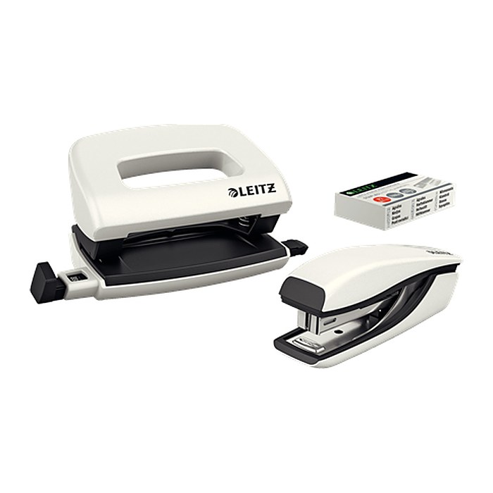 LEITZ Locher und Heftgeräte Set NeXXt WOW perlweiß
