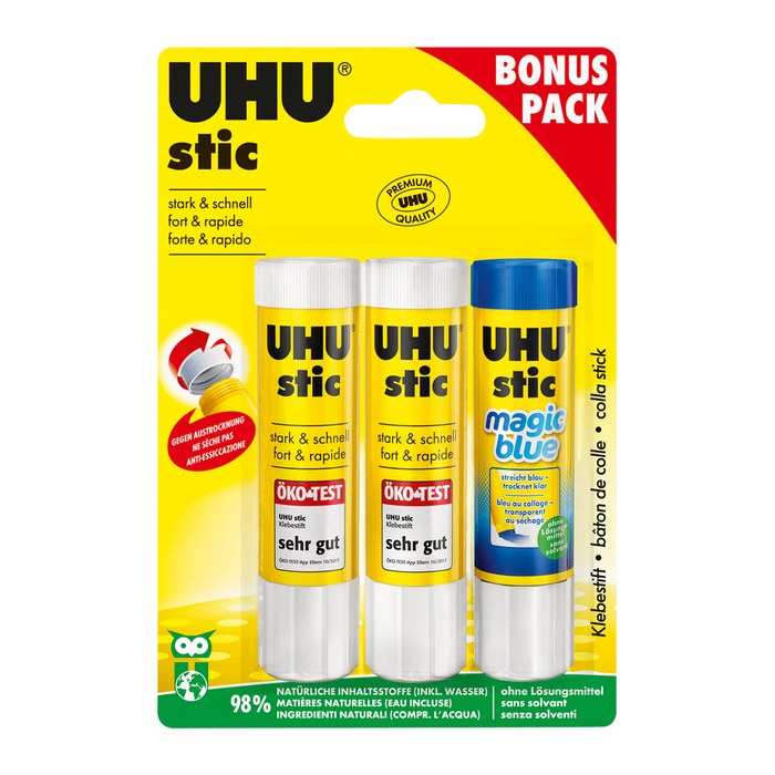 2 + 1 GRATIS: UHU stic Klebestift 21,0 g, 2 St. + GRATIS 1x 21,0 g UHU stic MAGIC