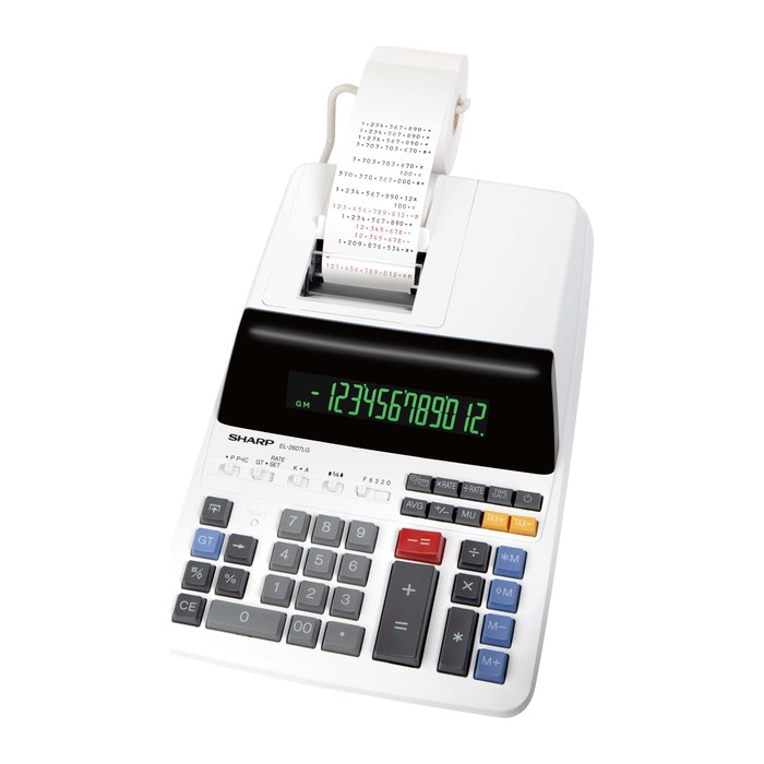 SHARP EL-2607LG Tischrechner druckend lichtgrau