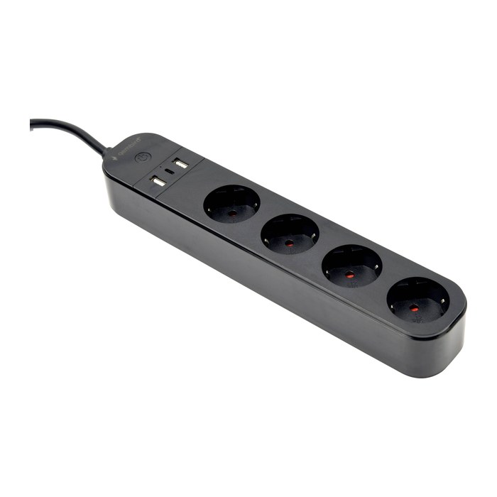 gembird Smart Home Steckdosenleiste 4Fach, m.USB-Charge schw