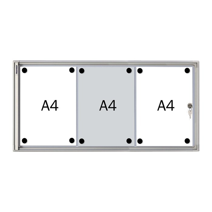 FRANKEN Schaukasten X-tra!Line  silber 3x DIN A4 37,0 x 3,0 x 73,0 cm, 1 St.