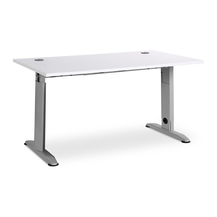 Schreibtisch – T-Fuß höhenverstellbar (1600 x 800 mm, Platte Weiß)