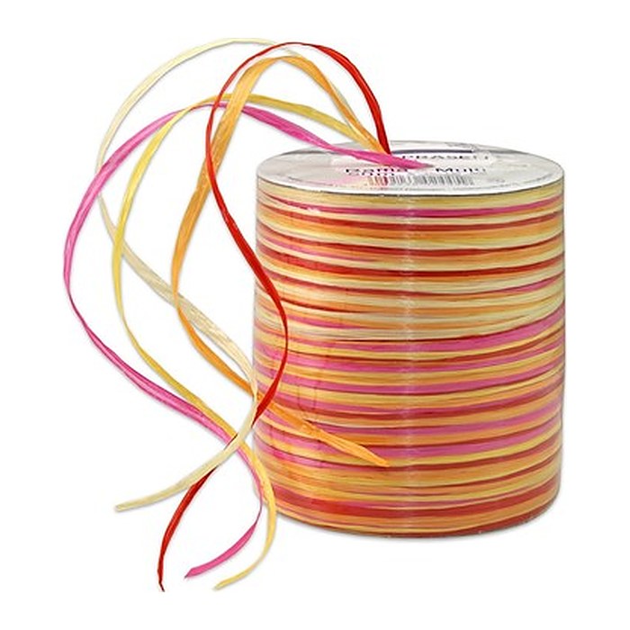 PRÄSENT Geschenkband Raffia matt gelb/rot/orange/pink 3,0 mm x 50,0 m