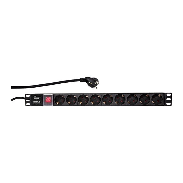 Logilink 19" Steckdosenleiste 9fach mit An/Aus Schalter