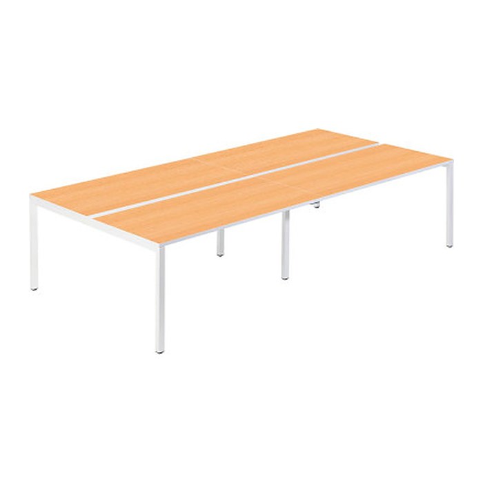 PAPERFLOW easyDesk Doppelschreibtisch buche rechteckig, 4-Fuß-Gestell weiß 320,0 x 166,0 cm
