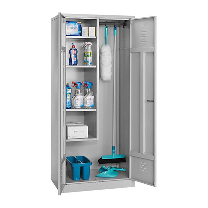 Gürkan Putzmittelschrank 104527 lichtgrau 4 Fachböden 80,0 x 50,0 x 180,0 cm, aufgebaut, 1 St.