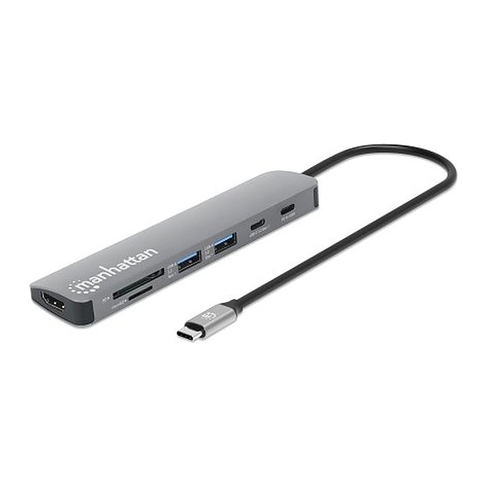 MANHATTAN USB-C PD auf HDMI 7-in-1 4K Dockingstation grau
