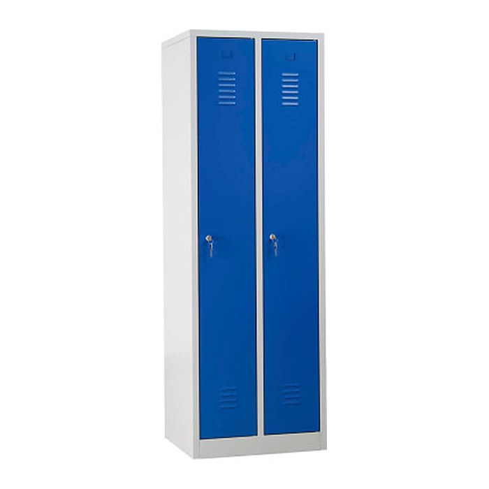 Gürkan Spind lichtgrau, enzianblau 103488, 2 Schließfächer 60,0 x 50,0 x 180,0 cm
