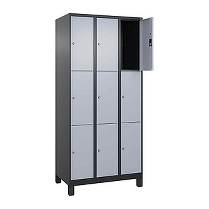 CP Schließfachschrank Classic Plus schwarzgrau, weißaluminium 080010-303 S10038, 9 Schließfächer 30,0 x 50,0 x 195,0 cm