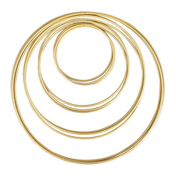 Rayher Metallringe-Set beschichtet gold Ø je 3 Stück 10,0/15,0/20,0/25,0 cm, 10 St.