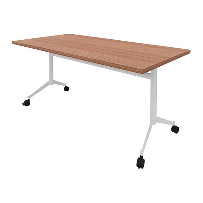 Quadrifoglio Mehrzwecktisch Pop-up nussbaum, weiß rechteckig, T-Fuß-Gestell weiß, 160,0 x 80,0 x 74,0 cm