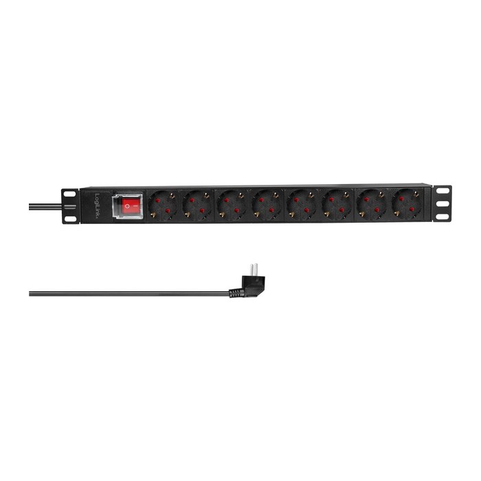 Logilink Steckdosenleiste 19" 8fach mit An/Aus Schalter