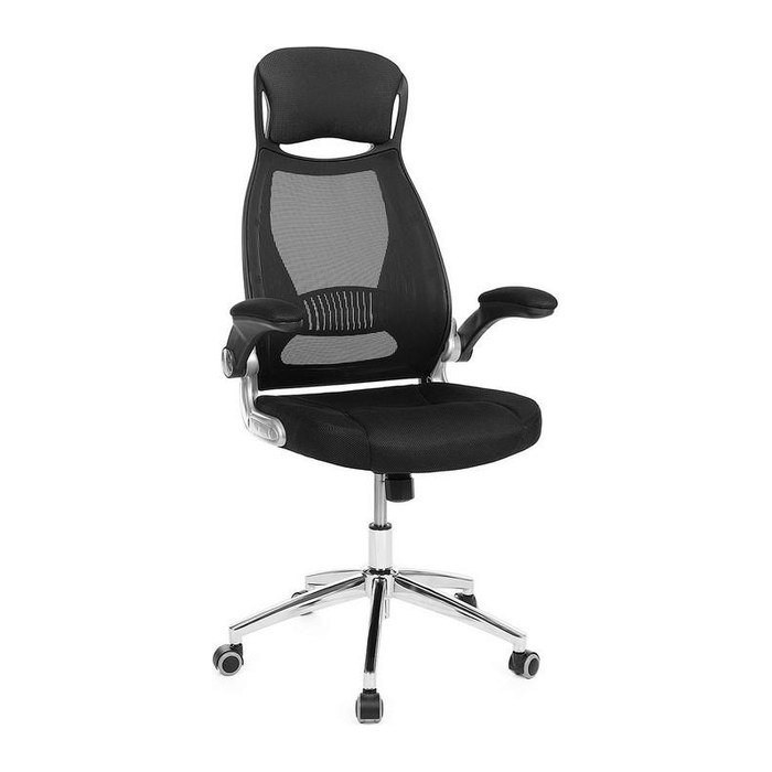 SONGMICS Bürostuhl, OBN86BK Stoff schwarz, Gestell silber