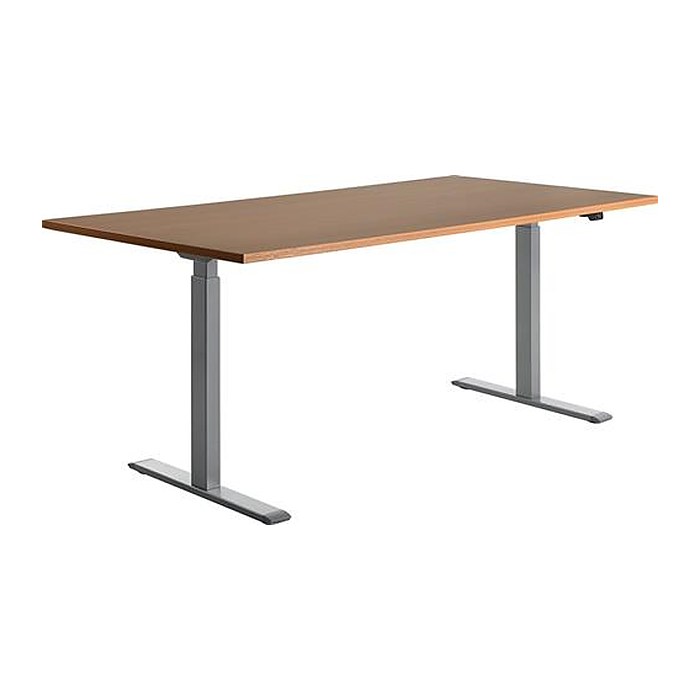Topstar E-Table elektrisch höhenverstellbarer Schreibtisch buche rechteckig, T-Fuß-Gestell grau 180,0 x 80,0 cm