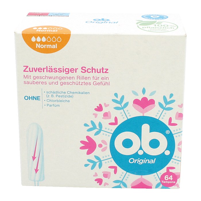 o.b. Tampons Original Normal für mittlere/stärkere Periode, 64 St.