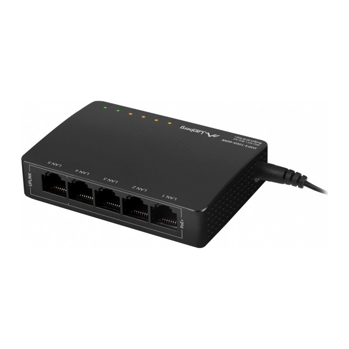 LANBERG Switch 5-Port 1Gb PoE+(4xPoE 30W/1x max.60W)unmanag
