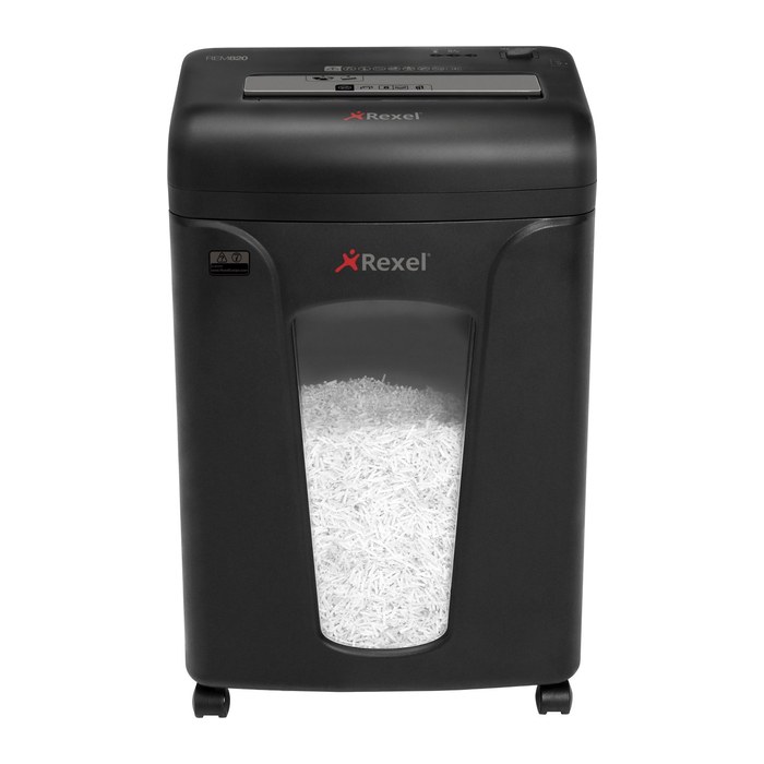 Rexel Mercury REM820 Aktenvernichter mit Partikelschnitt P-5, 2 x 15 mm, bis 8 Blatt, schwarz