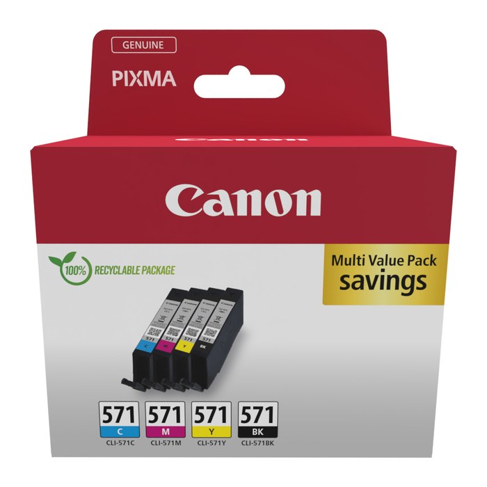 Canon CLI-571 BK/C/M/Y schwarz, cyan, magenta, gelb Druckerpatronen, 4er-Set