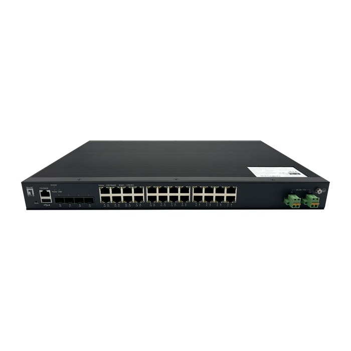 LevelOne Industr.PoE Switch 24xGE PoE/+ 370W Managed L2
