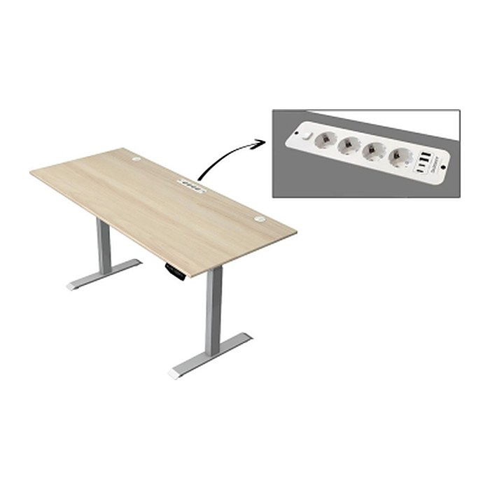 Kerkmann Move 1 plus elektrisch höhenverstellbarer Schreibtisch ahorn rechteckig, T-Fuß-Gestell grau 180,0 x 80,0 cm