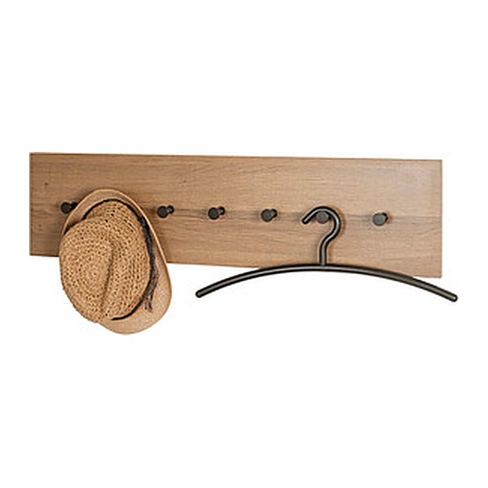 HAKU Möbel Wandgarderobe 37146 eiche Metall 7 Haken 89,0 x 20,0 cm, 1 St.