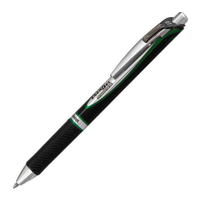 Pentel EnerGel Document BLP77 Gelschreiber schwarz/silber 0,35 mm, Schreibfarbe: grün, 1 St.