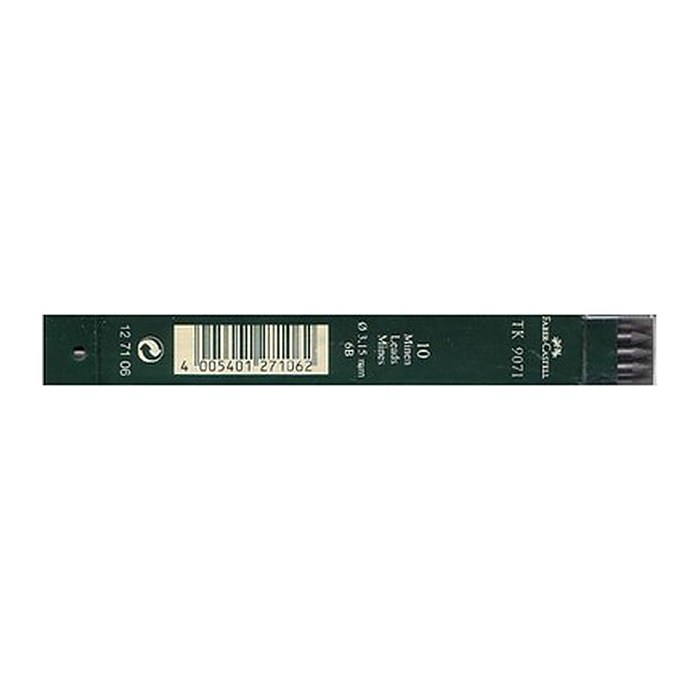 FABER-CASTELL TK 9071 Fallminen-Bleistiftminen tiefschwarz 6B 3,15 mm, 10 St.