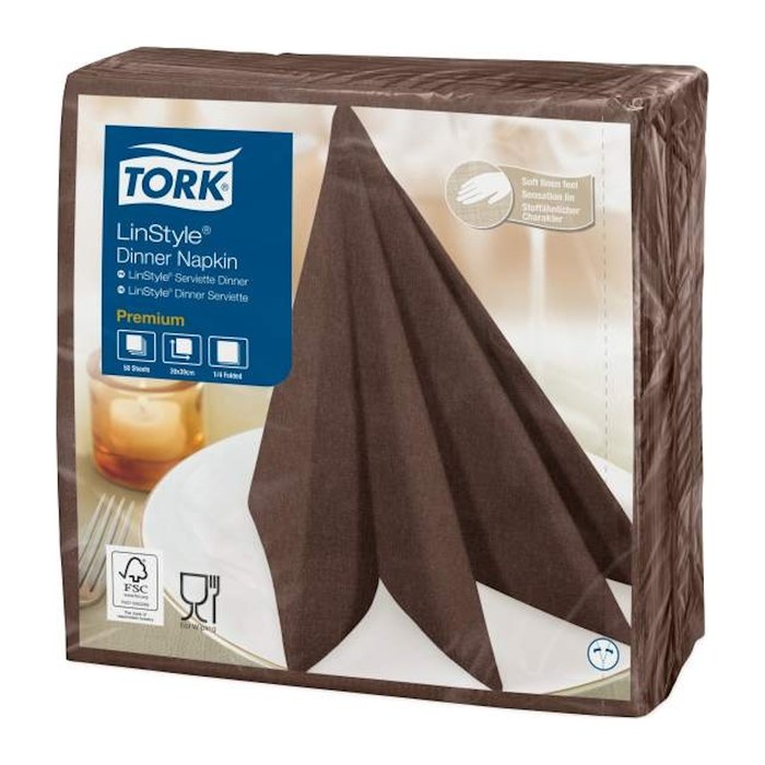 TORK Servietten LinStyle® Premium kakao 1-lagig 39,0 x 39,0 cm, 50 St.