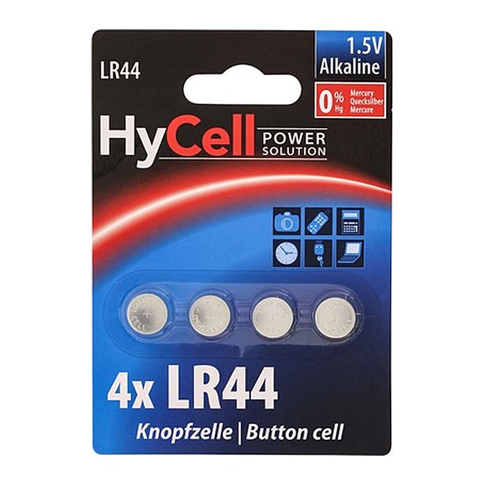 HyCell Knopfzellen LR44 Alkali-Mangan 1,5 V, 4 St.
